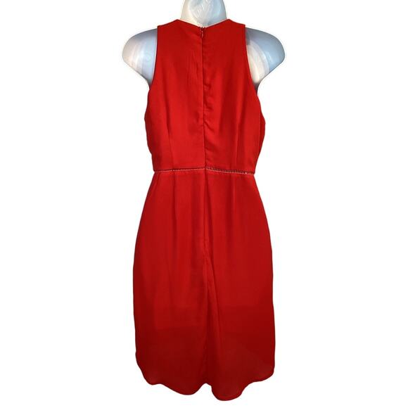 Sienna Sky High Low Sleeveless Crochet Asymmetrical Tulip Mini Dress Red S - Picture 2 of 16